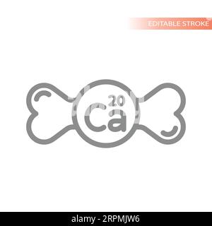 Calcium bone line vector icon. Supplement or food symbol. Stock Vector