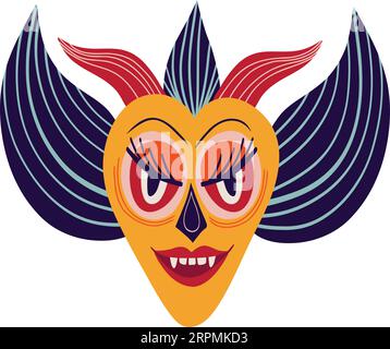 Vibrant Strange ugly yellow bird with long wings. Halloween characters. Cute bizarre comic characters in modern flat hand drawn style Stock Vector