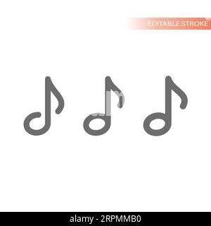 Music note line vector icon. Simple outline symbol. Stock Vector