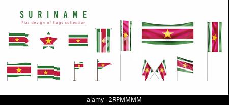 Suriname flag, flat design of flags collection Stock Vector