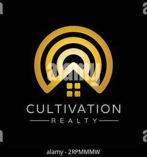 Circle view real estate logo concept Stock Vector