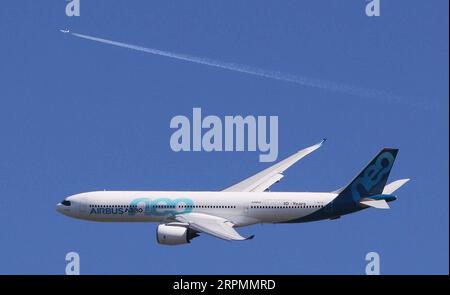 200214 -- PARIS, Feb. 14, 2020 -- File photo shows that an Airbus A330 NEO performs during a flight display at the 53rd International Paris Air Show held at Le Bourget Airport near Paris, France, June 20, 2019. France-based European plane maker Airbus on Thursday reported a net loss of 1.36 billion euros 1.47 billion U.S. dollars in 2019 after paying billions of euros of provision to settle a past bribery and corruption case related to jetliner sales.  FRANCE-PARIS-AIRBUS-LOSS-FILE GaoxJing PUBLICATIONxNOTxINxCHN Stock Photo