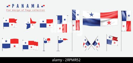 Panama flag, flat design of flags collection Stock Vector