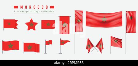 morocco flag, flat design of flags collection Stock Vector