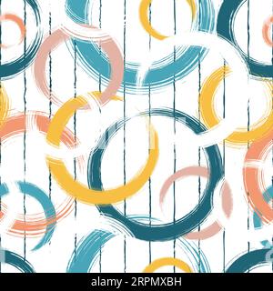 Abstract geometric seamless pattern. Repeating geometry line background for design prints. Repeated brush strokes shapes. Watercolor texture. Repeat Stock Vector