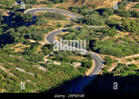 Serpentine road on island Vis, Croatia Stock Photo