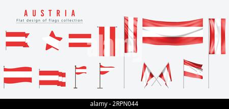 AUSTRIA flag, flat design of flags collection Stock Vector