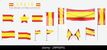 spain flag, flat design of flags collection Stock Vector