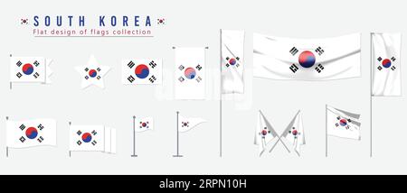 South Korea flag, flat design of flags collection Stock Vector