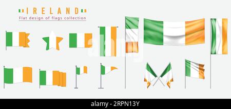 ireland flag, flat design of flags collection Stock Vector