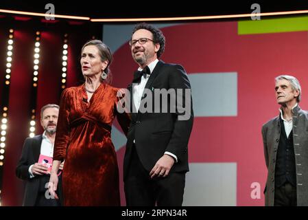 200221 -- BERLIN, Feb. 21, 2020 -- Berlinale Executive Director Mariette Rissenbeek 2nd L and Berlinale Artistic Director Carlo Chatrian 2nd R announce the opening of the 70th Berlin International Film Festival in Berlin, capital of Germany, Feb. 20, 2020. The 70th Berlin International Film Festival, or as it s more commonly known, the Berlinale, kicked off on Thursday with a literary drama My Salinger Year . A total of 18 films have made it into this year s competition category and they will compete for the Golden Bear for best film, and other individual awards, the Silver Bears. Shan Yuqi GE Stock Photo