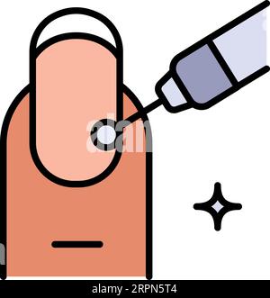 Cuticle removal color icon. Automatic Manicure Machine sign. Nail with milling cutter for manicure or metal spatula. Simple style vector. Flat isolate Stock Vector