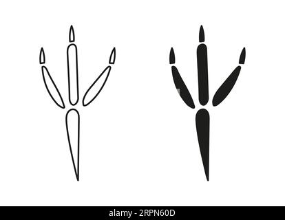 Bird footprints. Silhouette, Outline. Icon. Vector isolated on white. Paw prints of crow, dove, sparrow, Eagle, magpie, crow, rook, raven owl. Print textile postcard pet shop booklet business card Stock Vector
