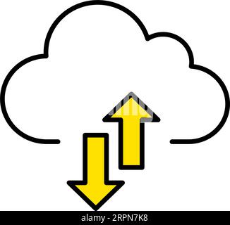 Simple line drawing to send and receive data via cloud services, Vector Illustration Stock Vector