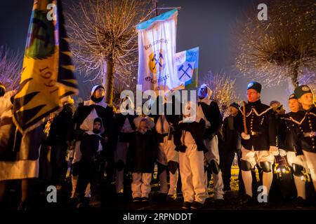 13th mountain procession with mountain devotion to the Festival of Lights in Bergiesshuebel Stock Photo