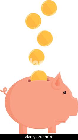 Golden coins falling in money pig. Savings icon Stock Vector