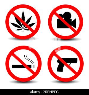 No Smoking, guns, video Sign Stock Vector