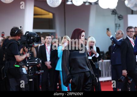 Priscilla Presley attends a red carpet for the movie 'Priscilla' at the 80th Venice International Film Festival on September 04, 2023 in Venice, Italy Stock Photo