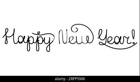 Happy New Year hand lettering calligraphy isolated on white background. Vector holiday illustration element Stock Vector