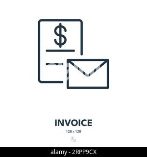 Invoice Icon. Receipt, Bill, Paid. Editable Stroke. Simple Vector Icon Stock Vector