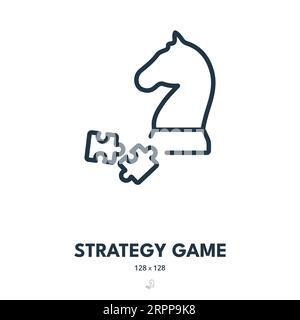 Strategy Game Icon. Chess, Puzzle, Jigsaw. Editable Stroke. Simple Vector Icon Stock Vector