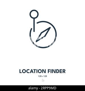 Location Finder Icon. Navigation, GPS, Compass. Editable Stroke. Simple Vector Icon Stock Vector