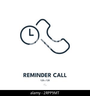 Reminder Call Icon. Phone, Telephone, Notification. Editable Stroke. Simple Vector Icon Stock Vector