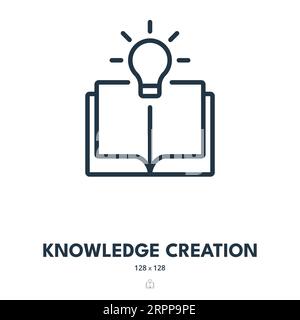 Knowledge Creation Icon. Book, Idea, Creativity. Editable Stroke. Simple Vector Icon Stock Vector