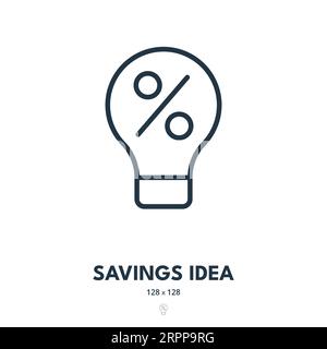 Savings Idea Icon. Wealth, Money, Richness. Editable Stroke. Simple Vector Icon Stock Vector