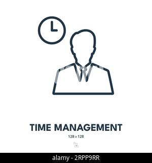 Time Management Icon. Efficiency, Productivity, Schedule. Editable Stroke. Simple Vector Icon Stock Vector