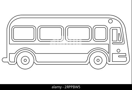 City bus. Editable outline sketch icon, bus driving on road vector ...