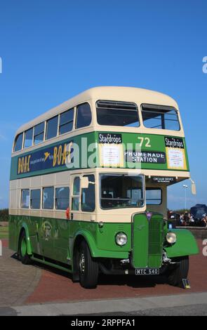 Preserved A.E.C. Regent bus, Morecambe and Heysham Corporation green and cream, registration MTC 540, Morecambe, Vintage by Sea, 2nd September 2023. Stock Photo