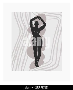Hand drawn vector abstract graphic line art ,contemporary collection print with boho aesthetics female body graphic shapes.Fashion feminine concept Stock Vector