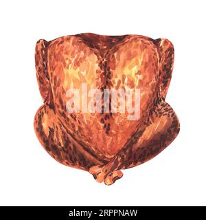 Crispy fried chicken. Watercolor hand drawn illustration, isolated on ...