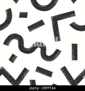 Brush drawn geometric lines, shapes. Black ink maze on white background. Stock Vector