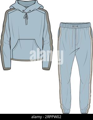 UNISEX WEAR SPORTS WEAR COORDINATE TRACKCUIT TOP AND JOGGER SET VECTOR ILLUSTRATION Stock Vector