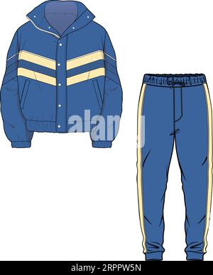 UNISEX WEAR SPORTS WEAR COORDINATE TRACKCUIT TOP AND JOGGER SET VECTOR ILLUSTRATION Stock Vector