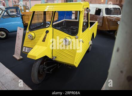 Cremsa Pato yellow motorcar van from 1955 Stock Photo
