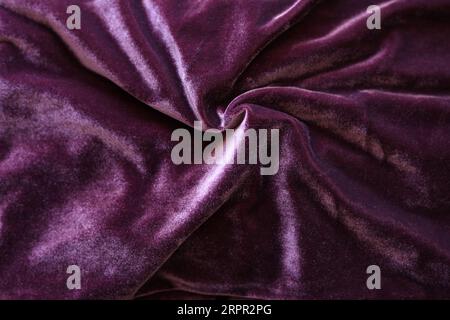 burgundy colored velvet fabric texture Stock Photo