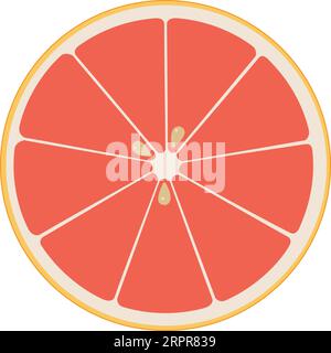 Ruby Red Grapefruit Cut In Half Stock Vector