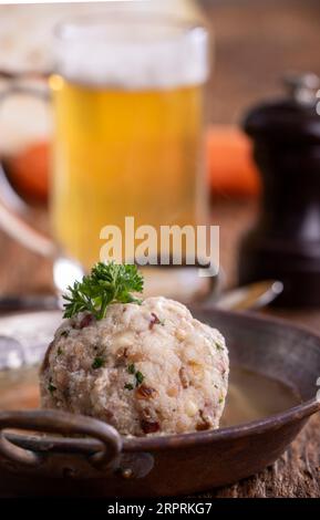 austrian soup in a copper pot Stock Photo