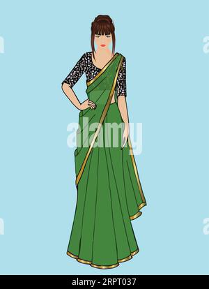 Beautiful Sketch of South Asian Woman in Traditional Attire | AI Art  Generator | Easy-Peasy.AI