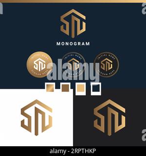 Luxury Initial SN or NS Monogram Text Letter Logo Design Stock Vector