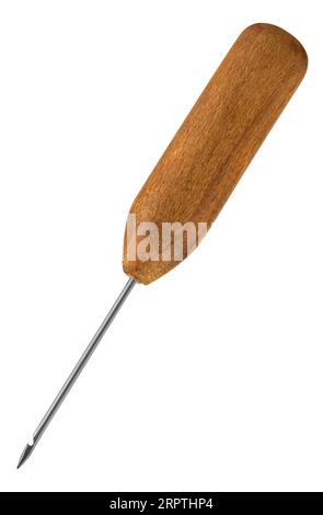 awl-hook, for stitching shoes on white background in insulation Stock Photo