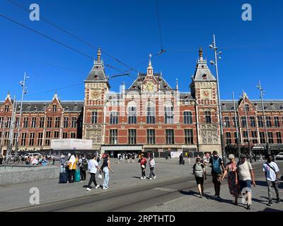 Amsterdam, Netherlands. September 6, 2023. The Central Station in Amsterdam. High quality photo Stock Photo