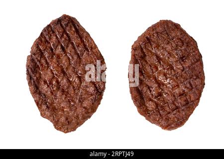 Cutlet with a minced beef isolated on a white background. Top view. Stock Photo