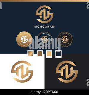 Luxury Initial SN or NS Monogram Text Letter Logo Design Stock Vector