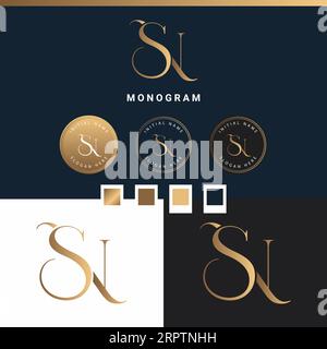 Luxury Initial SN or NS Monogram Text Letter Logo Design Stock Vector