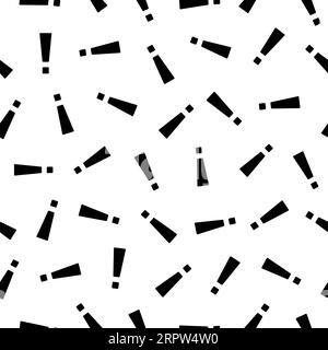 Exclamation mark seamless pattern. Repeating important patern. Black simple attention marks on white sample background. Repeated modern wallpaper Stock Vector