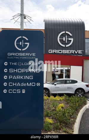 Gridserve service area and vehicle charging point , Postwick, Norwich UK Stock Photo